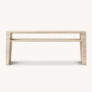 Dream Home Travertine Console Table Long U Hollow Frame With Middle Display Shelf Wabi Sabi Entryway Stone Sofa Back Table