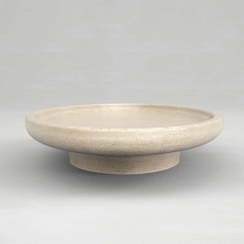 Minimalist Marble Coffee Table Oval Tray Shape Travertine Stone Coffee Table Luxury Villa Center Table Dream Home - Image 4