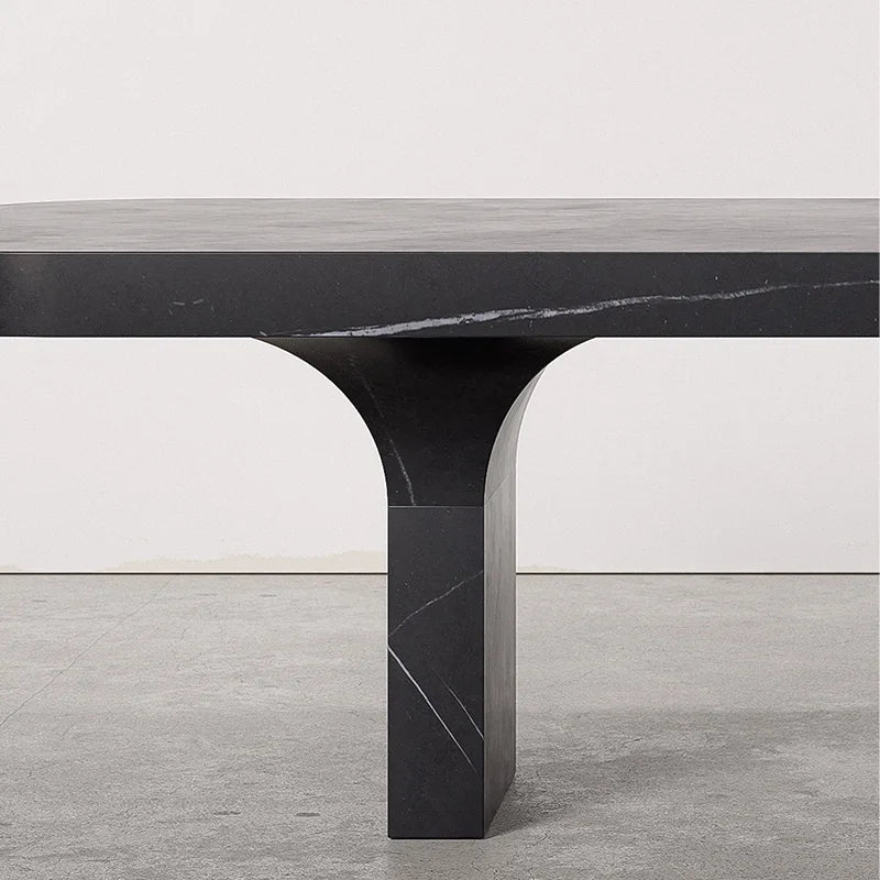 Natural Vein Marble Coffee Table Rectangular Rounded Edge Arch Base Stone Center Table Premium Modern Living Room Furniture - Image 4