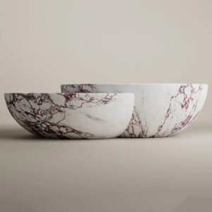 Natural Purple Vein Marble Coffee Table Two Pieces Nest Bowl Design Luxury Villa Round Coffee Desk Dream Home