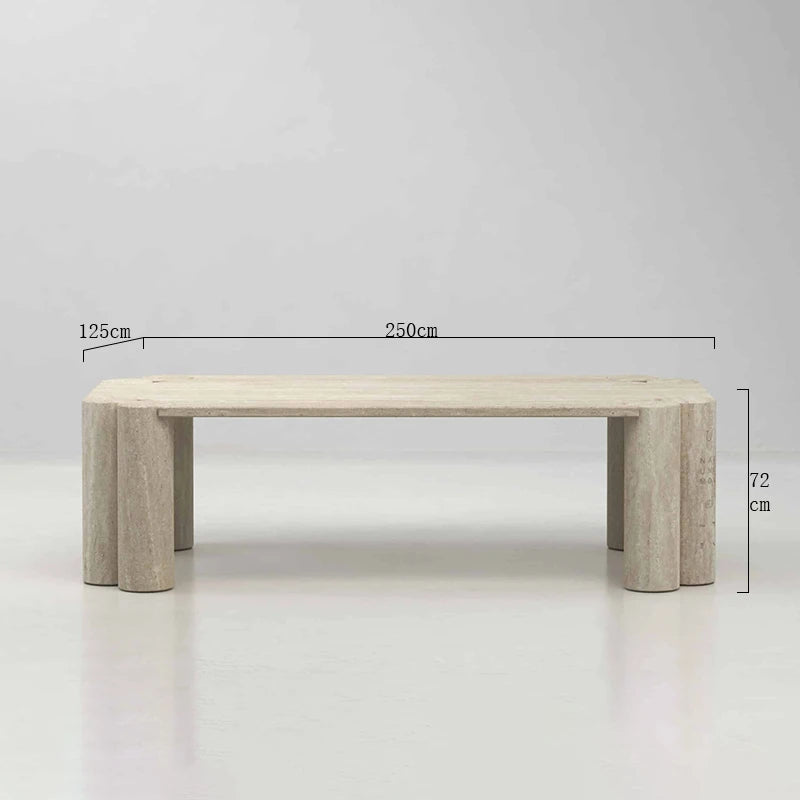 Dream Home Modern Travertine Coffee Table Geometric Twin Column Cluster Legs Minimalist Organic Home Living Room Furniture - Image 6