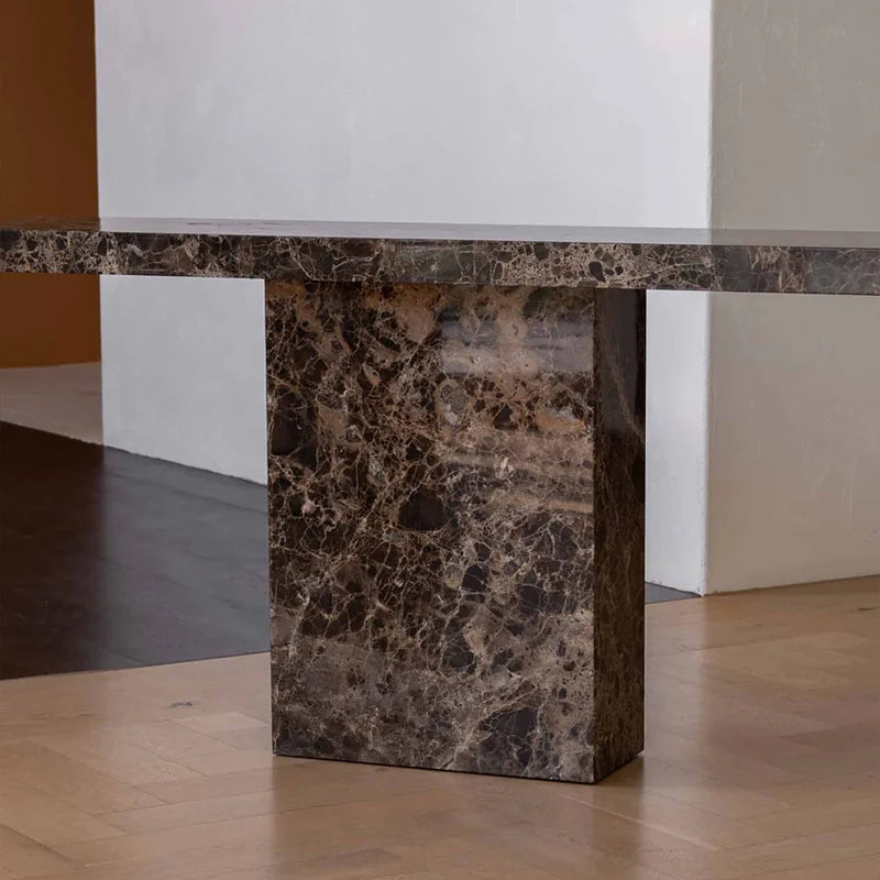 Dream Home Modern Dark Marble Console Table Long Rectangular Top Single Stone Pedestal Elegant Villa Hallway Furniture - Image 6