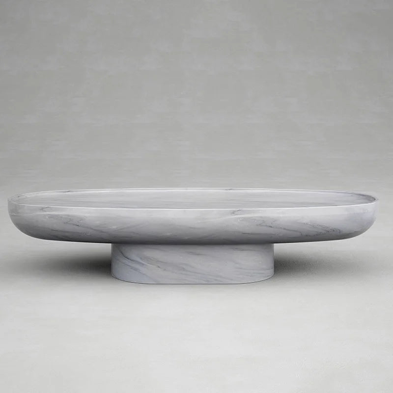 Oval Bowl Shape Marble Coffee Table Natural Stone Raised Tray Edge Minimalist Sofa Center Table Dream Home - Image 8