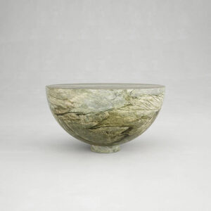 Whole Carved Basin Stone Tea Table Solid Bowl Vessel Silhouette Organic Branch Green Vein Minimalist Modern Sofa Coffee Table