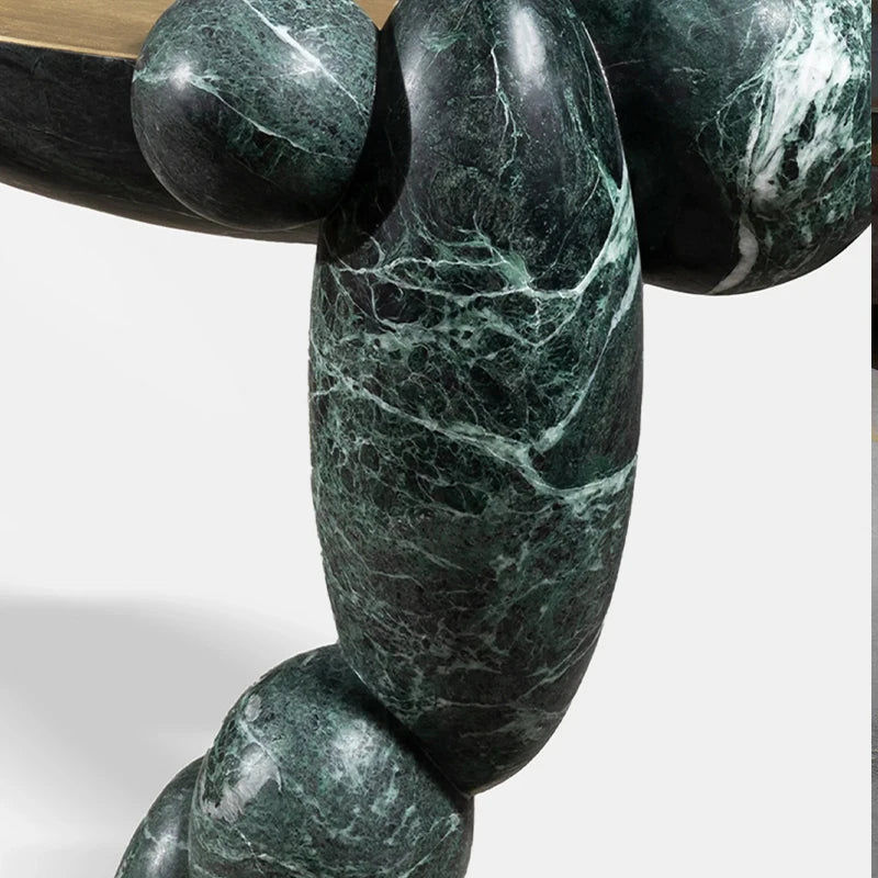 Artistic Sculptural Green Marble Console Table Organic Pebble Base Natural Stone Entry Table for Luxury Villa Hotel Lobby - Image 5