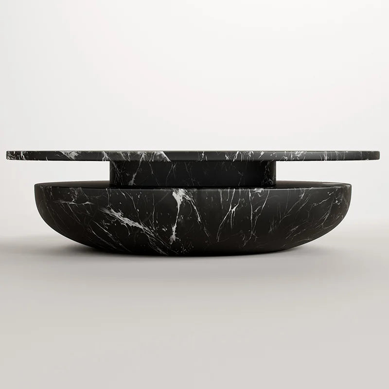 High Gloss Marble Coffee Table Round Floating Top Bowl Structure Handcrafted Stone Center Coffee Table Dream Home - Image 7