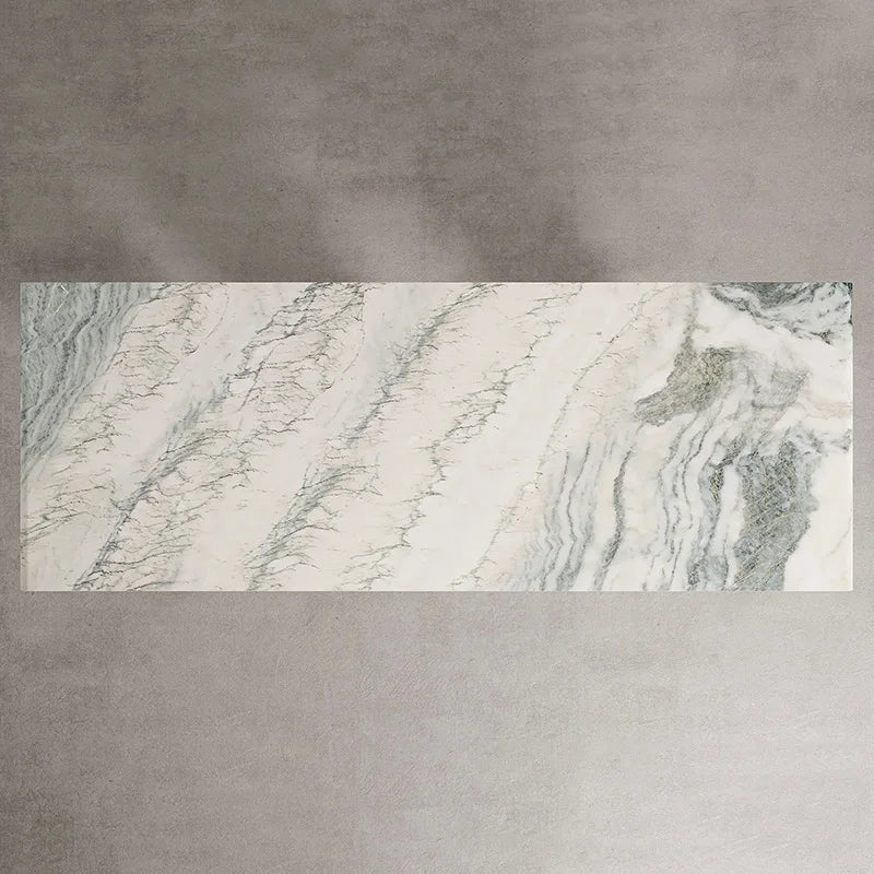 Modern Green Vein Marble Dining Table Rectangle Floating Top Wavy Stone Base Luxury Dining Furniture Dream Home - Image 6