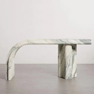 Green Vein Marble Console Table Curved Arch Shape Wavy Single Leg Modern Entryway Stone Hall Console Furniture Dream Home