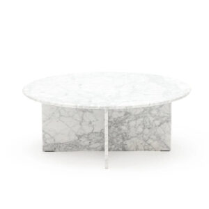 Dream Home Stunning Tripod Split Slab Marble Coffee Table Large Round Arabescato Grey Vein Stone Living Room Center Desk