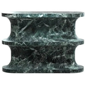 Dream Home Dramatic Tiered Hourglass Console Table Elongated Oval Top Double Cinched Waist Profile Verde Alpi Marble Entry Table