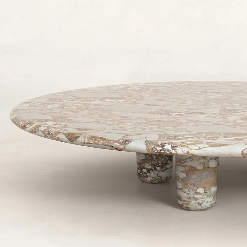 Luxury Round Marble Coffee Table Thick Cylinder Legs Elegant Natural Stone Center Table for Modern Living Room Villa Decor - Image 4