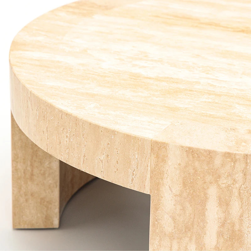 Dream Home Fast Selling Full Round Monolithic Stone Coffee Table Three Arch Cutouts Matte Travertine Hotel Lobby Table - Image 5