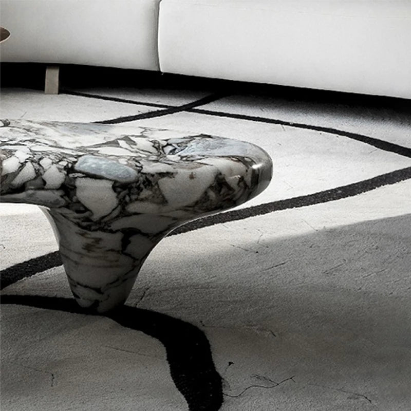 Arabescato Viola Marble Coffee Table Organic Cloud Shape Three Sculptured Conical Legs Freeform Irregular Living Room Tea Table - Image 5