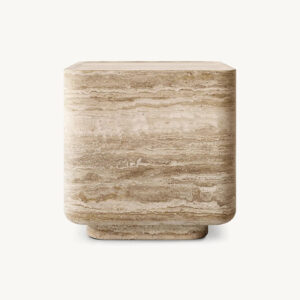 Dream Home Rustic Travertine Marble Side Table Solid Block With Rounded Corners High End Home Decor End Table