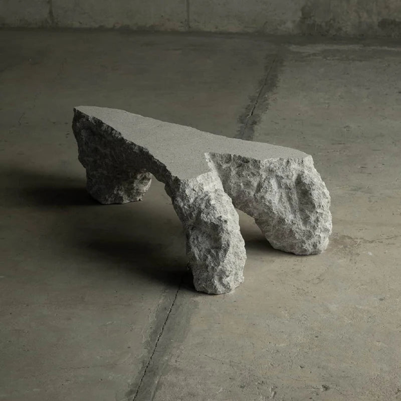 Luxury Modern Lava Rock Coffee Table Hand Carved Three Pillar Raw Rock Form Unique Rough Texture Villa Living Room Accent Table