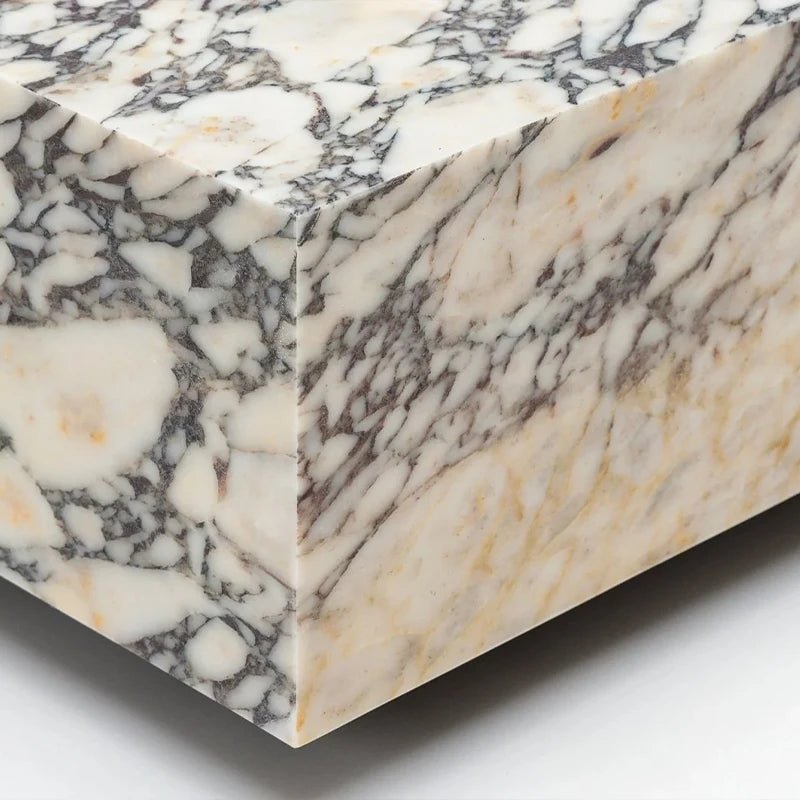 Dream Home High Inquiry Calacatta Viola Marble Coffee Table Low Profile Floating Square Block Modern Living Room Accent Plinth - Image 4