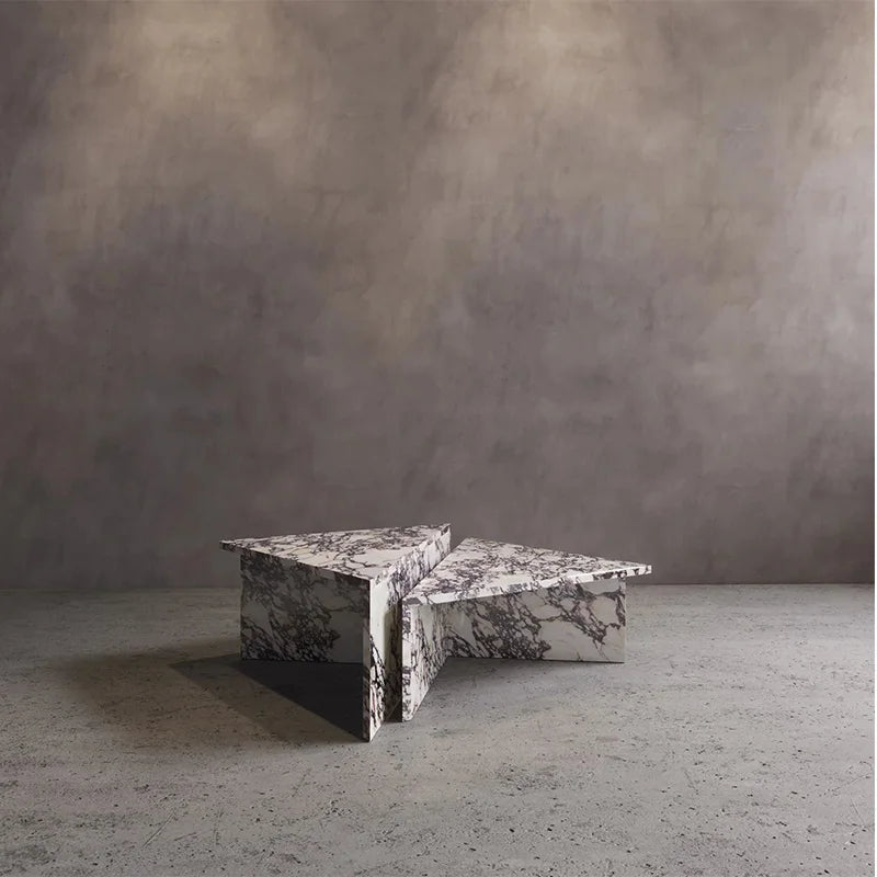 Dream Home Wild Vein Marble Coffee Table Modular Double Triangle Split Base Minimalist Modern Art Living Center Table - Image 9