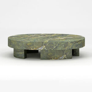 Green Marble Oval Coffee Table Segmented Block Supports Natural Verde Stone Modern Living Room Center Table Dream Home