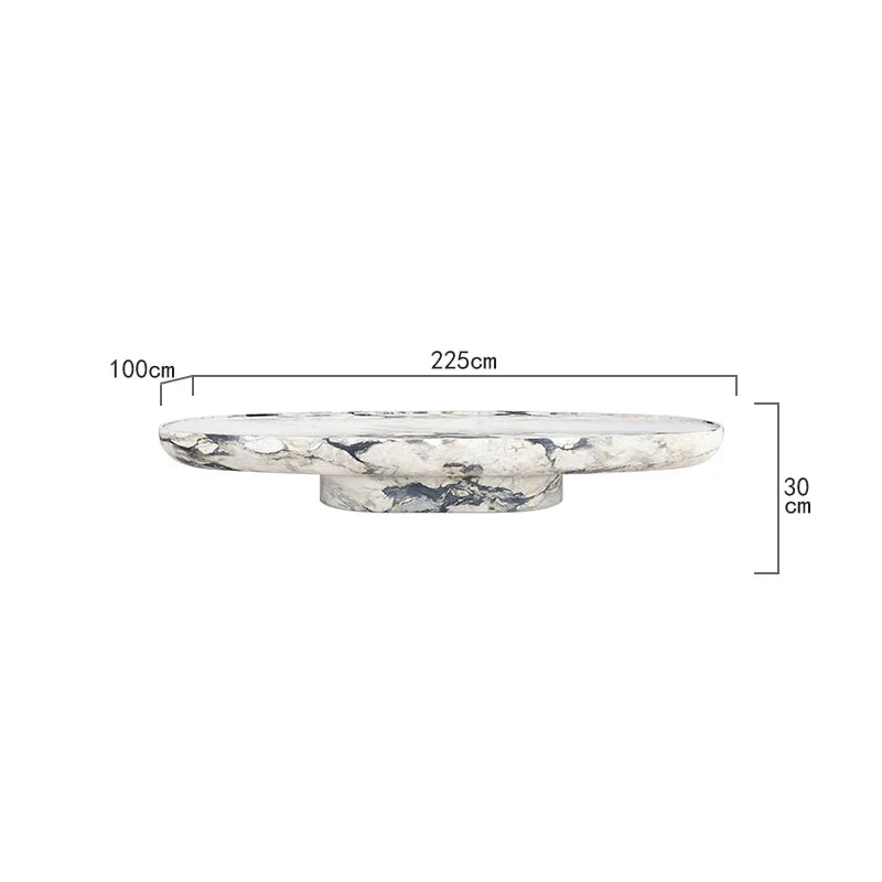 Unique Vein Marble Coffee Table Elliptic Thick Stone Tabletop Integrated Pedestal Coffee Table Dream Home - Image 5