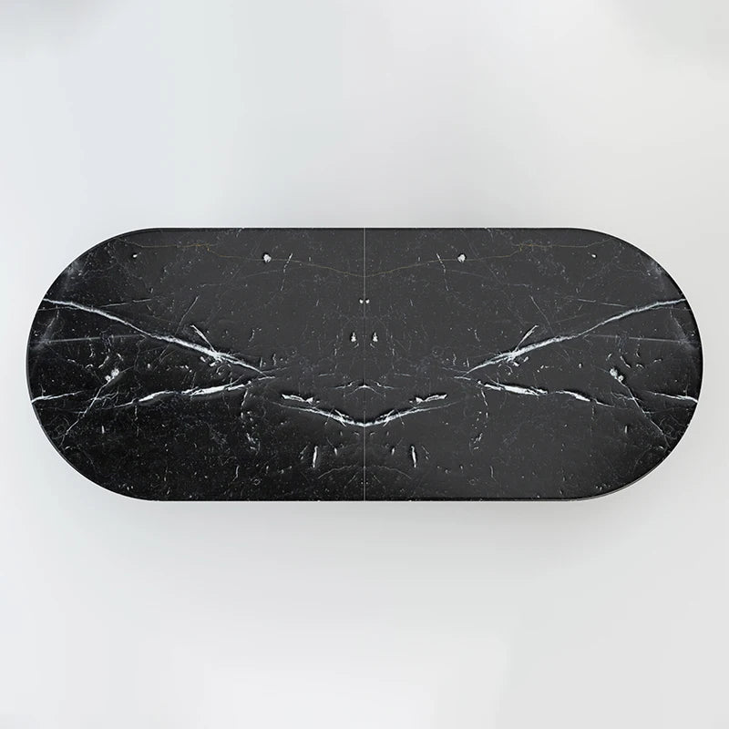Dream Home Nero Marquina Marble Dining Table Oval Racetrack Top With Three Sets of Wave Tube Legs Luxury Modern Dining Table - Image 6