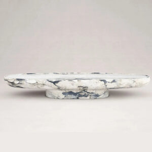 Unique Vein Marble Coffee Table Elliptic Thick Stone Tabletop Integrated Pedestal Coffee Table Dream Home