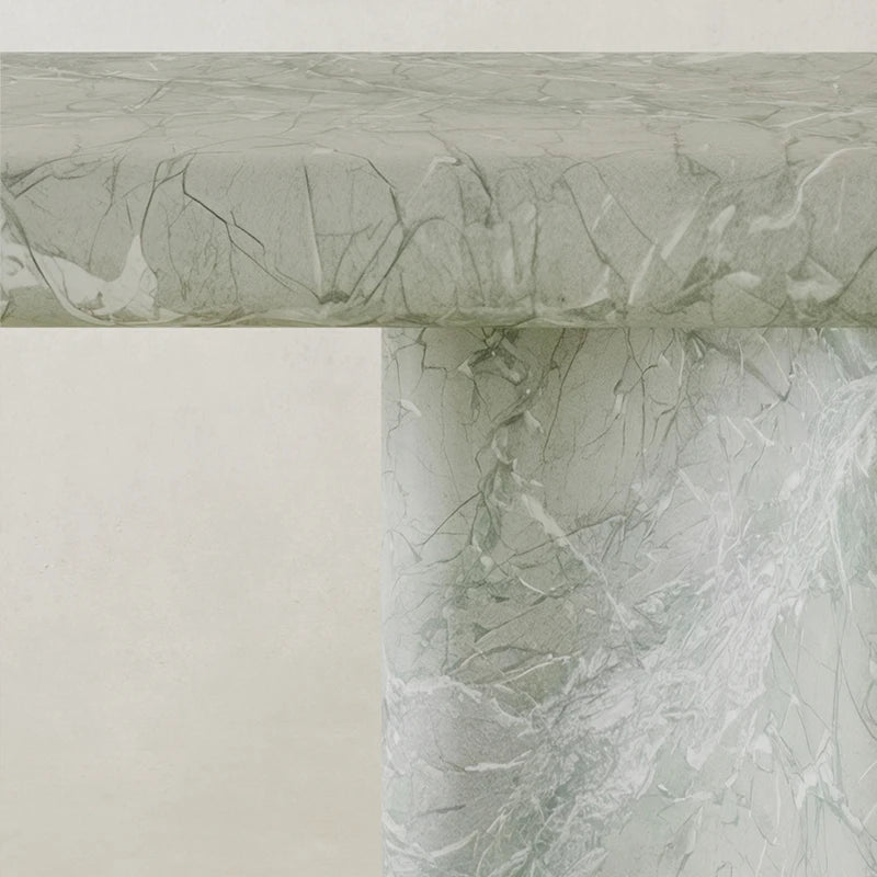Dream Home Natural Green Marble Console Table Elegant Oval Shape Curved Solid Stone Leg Luxury Entryway Hallway Furniture - Image 5