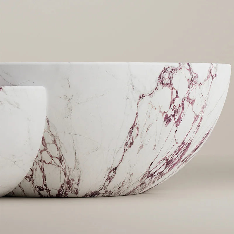 Natural Purple Vein Marble Coffee Table Two Pieces Nest Bowl Design Luxury Villa Round Coffee Desk Dream Home - Image 5