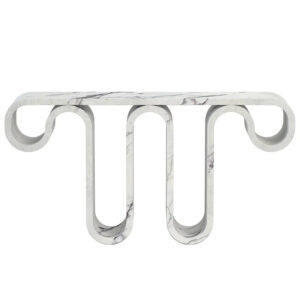 White Marble Console Table Sinuous Wave Loop Frame Sculptural Entryway Hallway Furniture Dream Home