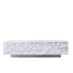 Stunning Solid Block Marble Coffee Table Thick Cuboid Double Layer Base Arabescato White Vein Living Room Center Table