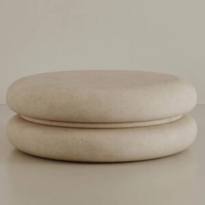 Travertine Marble Coffee Table Dual Stacked Bun Round Shape Beige Roman Travertine Wabi Living Room Center Table Dream Home