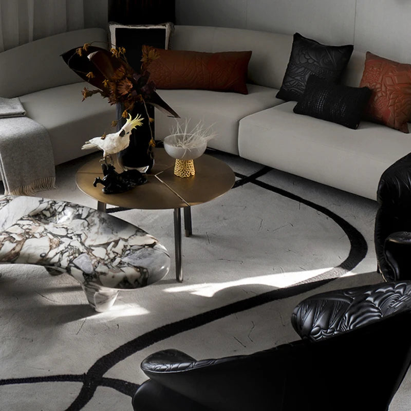 Arabescato Viola Marble Coffee Table Organic Cloud Shape Three Sculptured Conical Legs Freeform Irregular Living Room Tea Table - Image 4