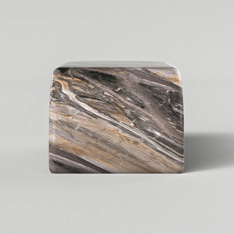 Grey Gold Vein Marble Coffee Table Multi Layer Curved Waterfall Form With Bronze Ball Support Modern Luxury Center Table - Image 6